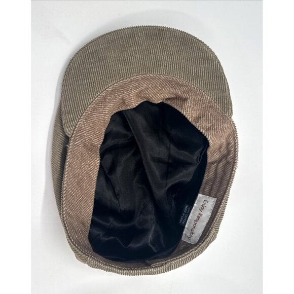 Vintage Kilbeggan Corduroy Hat Newsboy Cabbie Cap Snap Cotton One Size Whiskey - Picture 9 of 9